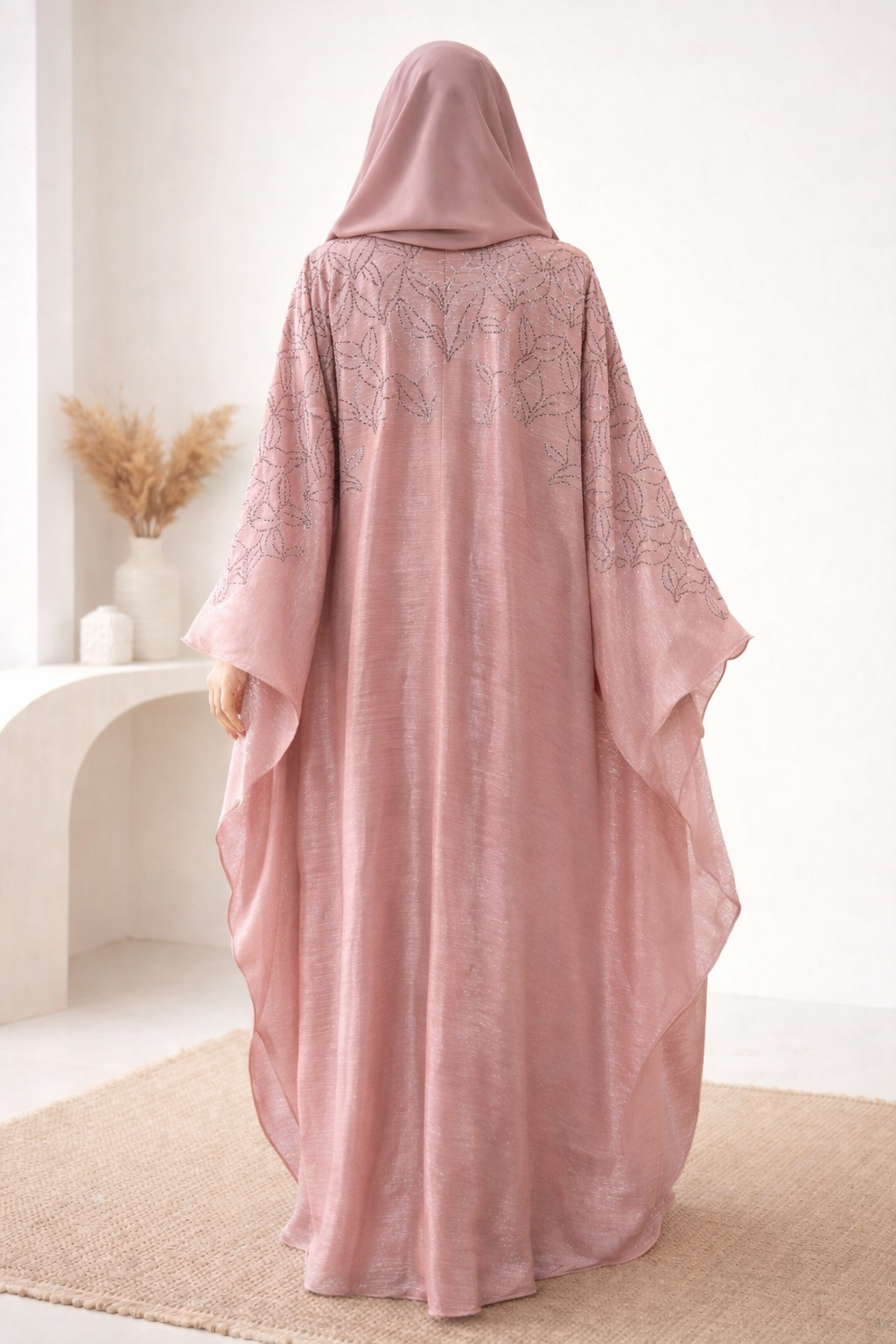 Dusty Rose Serenade Butterfly Abaya