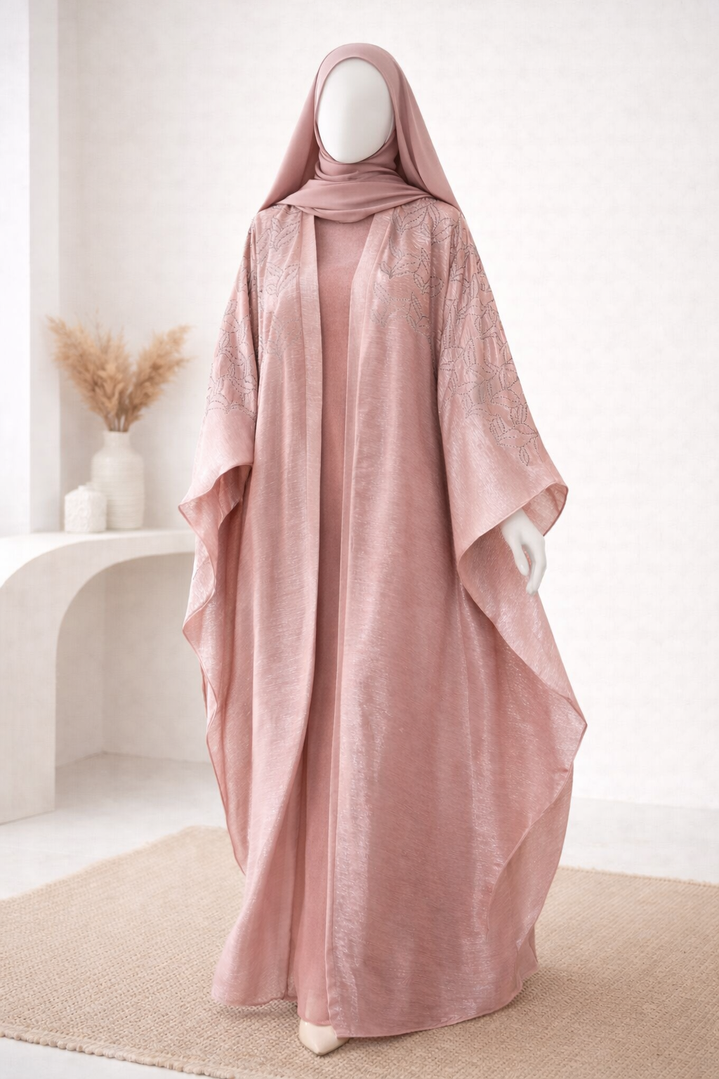 Dusty Rose Serenade Butterfly Abaya