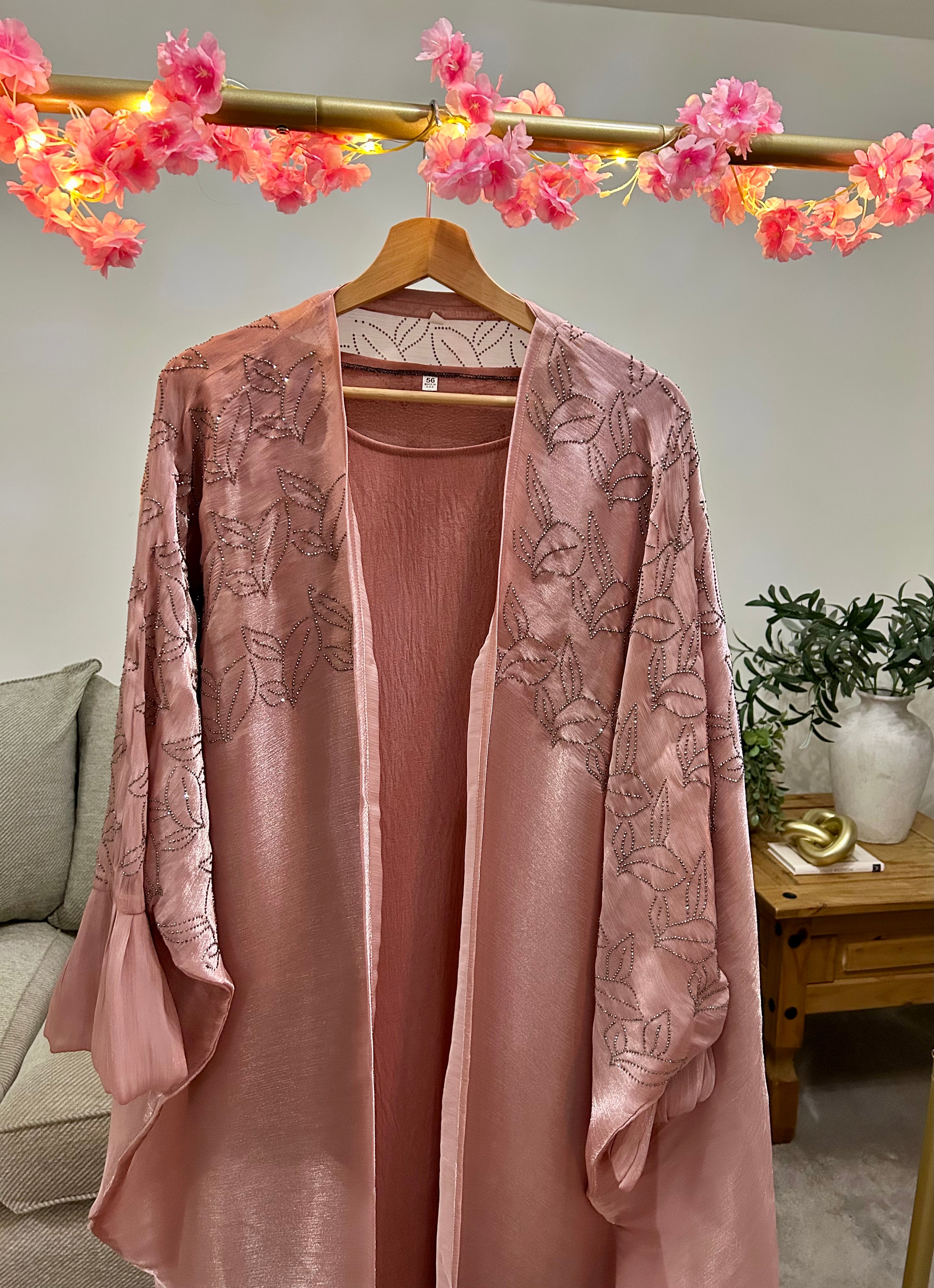 Dusty Rose Serenade Butterfly Abaya