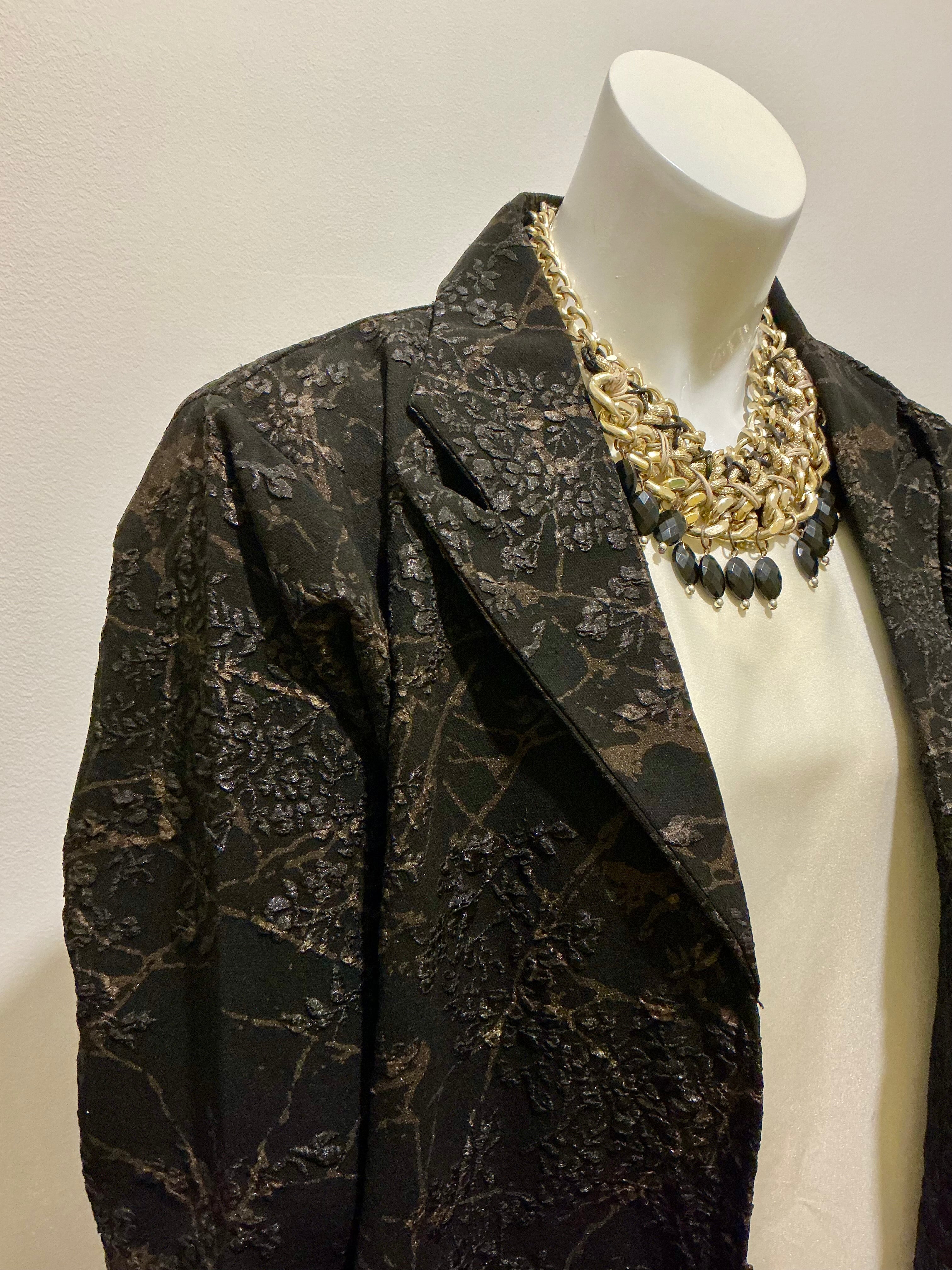 Midnight Bloom Embossed Blazer Abaya