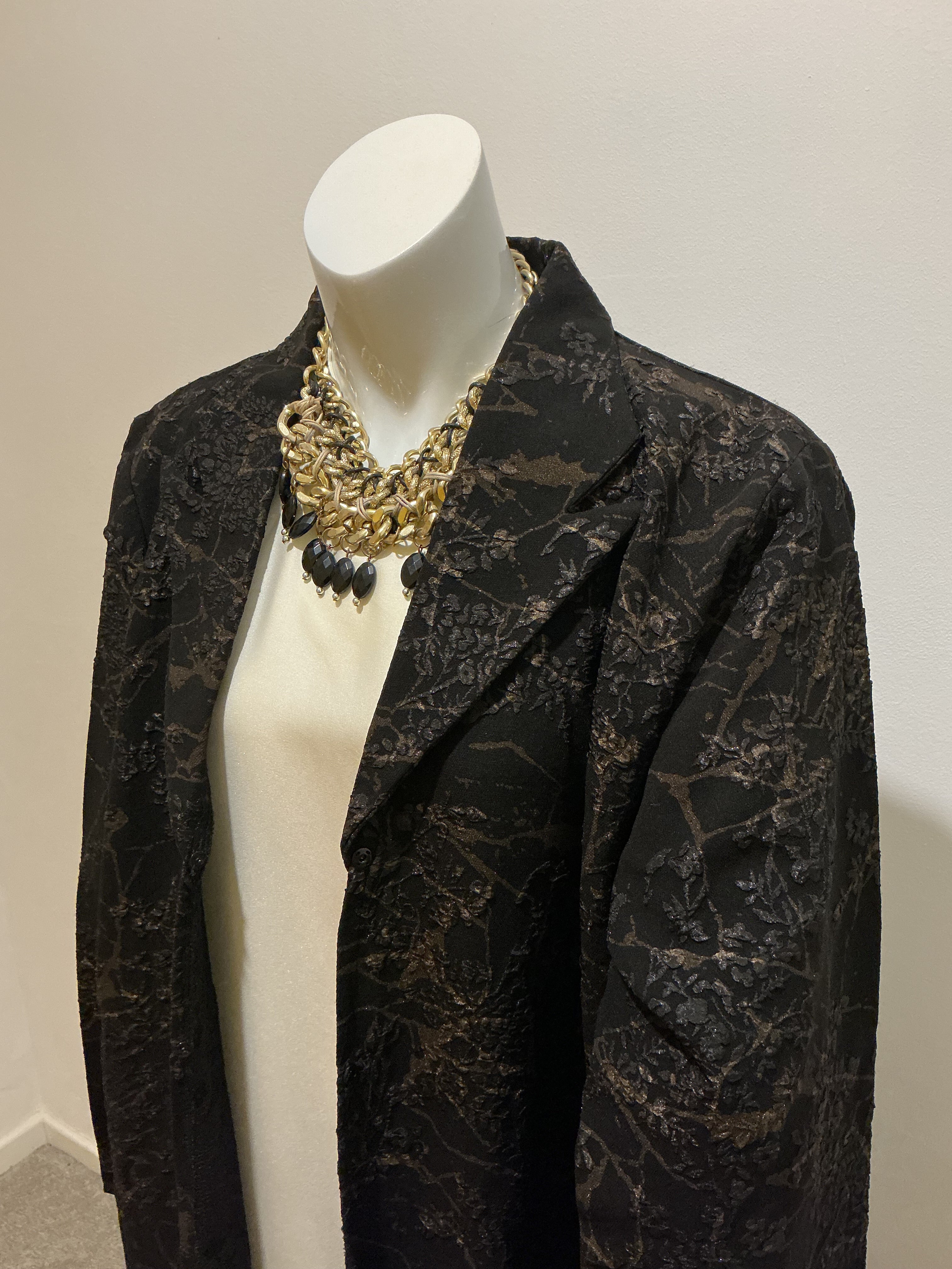 Midnight Bloom Embossed Blazer Abaya