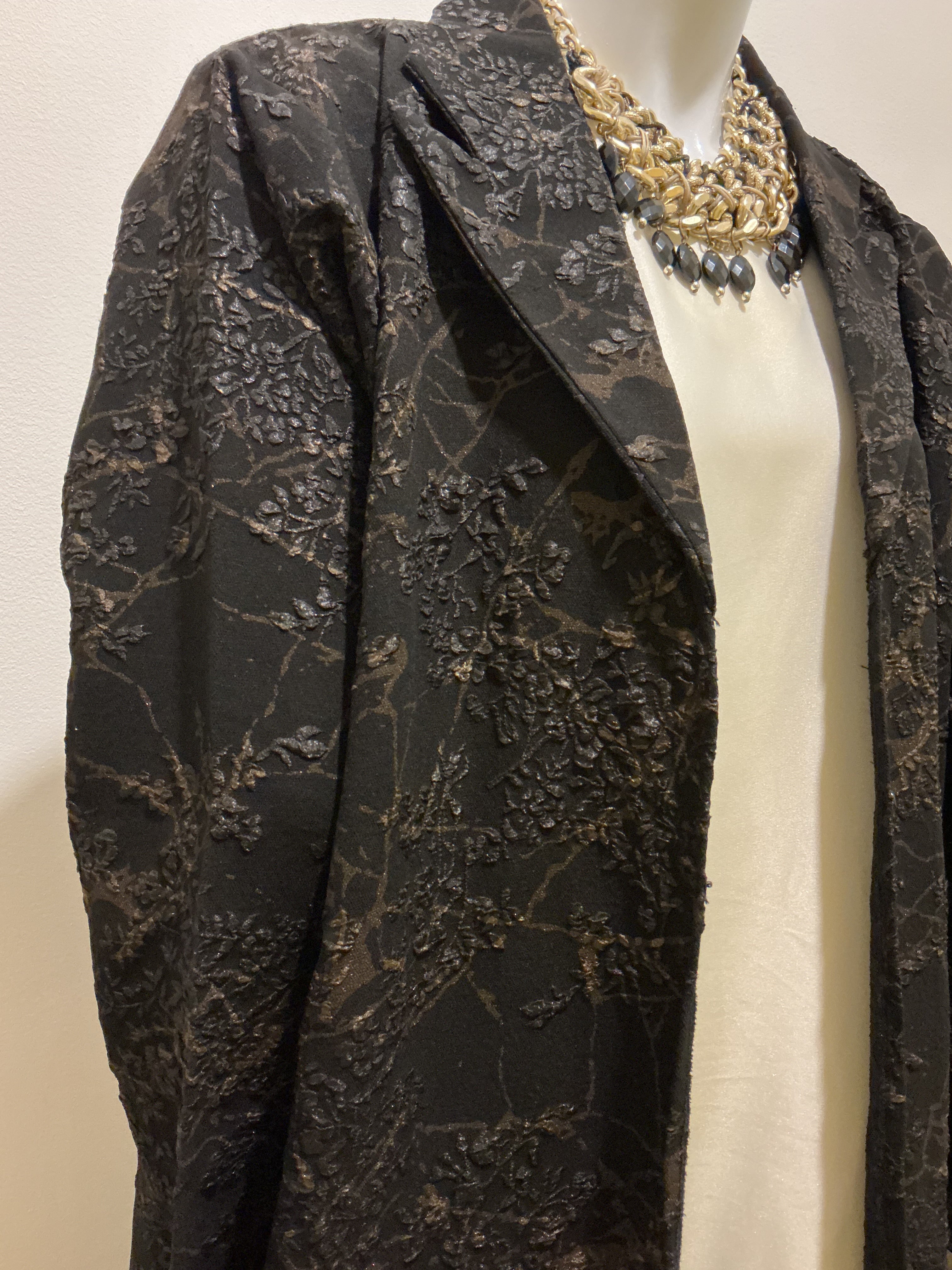 Midnight Bloom Embossed Blazer Abaya
