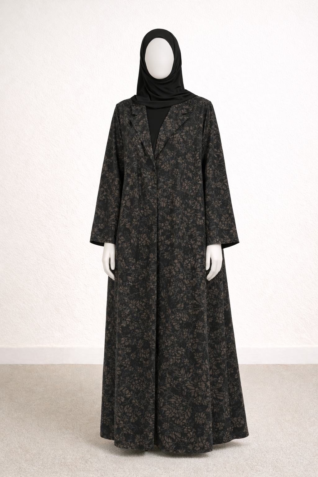 Midnight Bloom Embossed Blazer Abaya